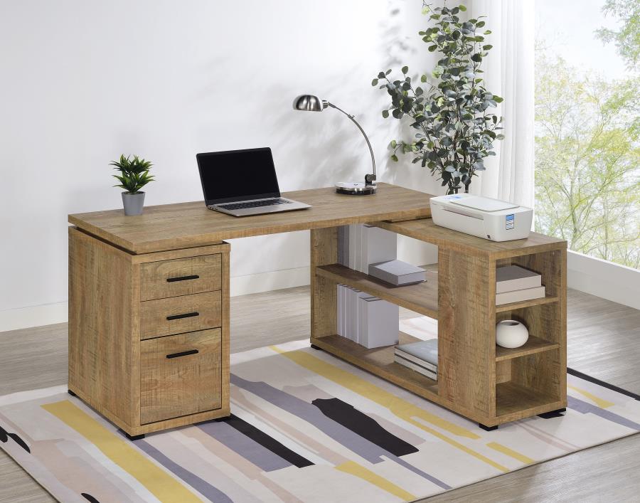 Yvette 60‑Inch 3‑Drawer L‑Shape Computer Desk Mango