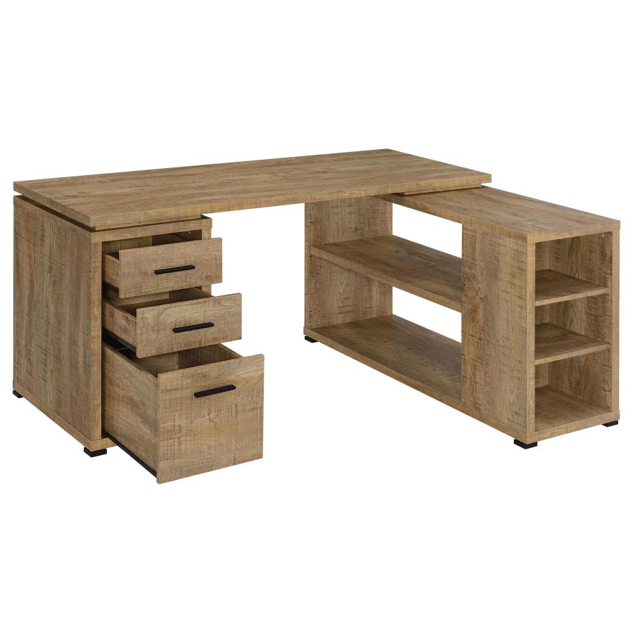 Yvette 60‑Inch 3‑Drawer L‑Shape Computer Desk Mango