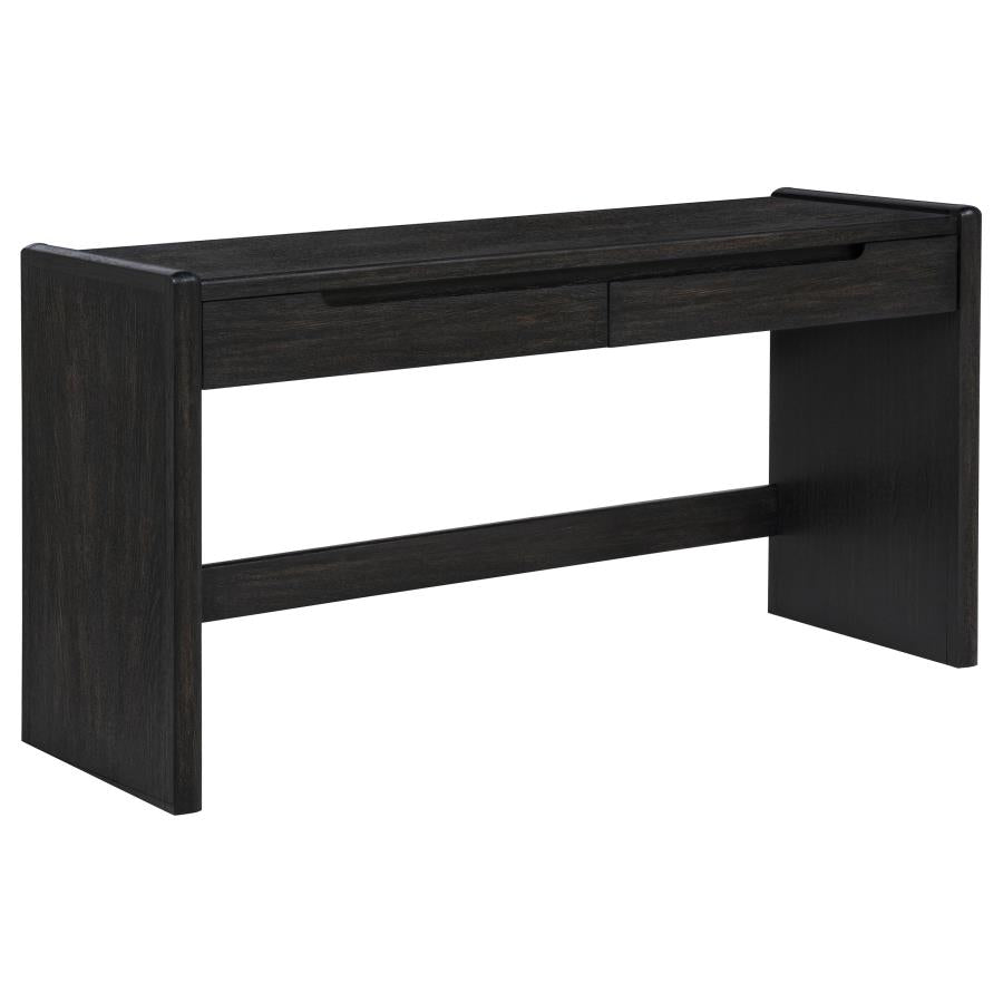 Leandro Burnished Black 2‑Drawer Home Office Writing Desk