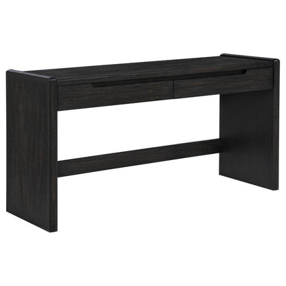 Leandro Burnished Black 2‑Drawer Home Office Writing Desk