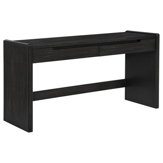 Leandro Burnished Black 2‑Drawer Home Office Writing Desk