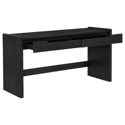 Leandro Burnished Black 2‑Drawer Home Office Writing Desk