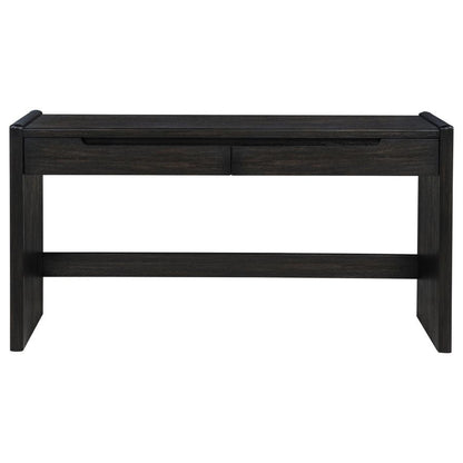 Leandro Burnished Black 2‑Drawer Home Office Writing Desk