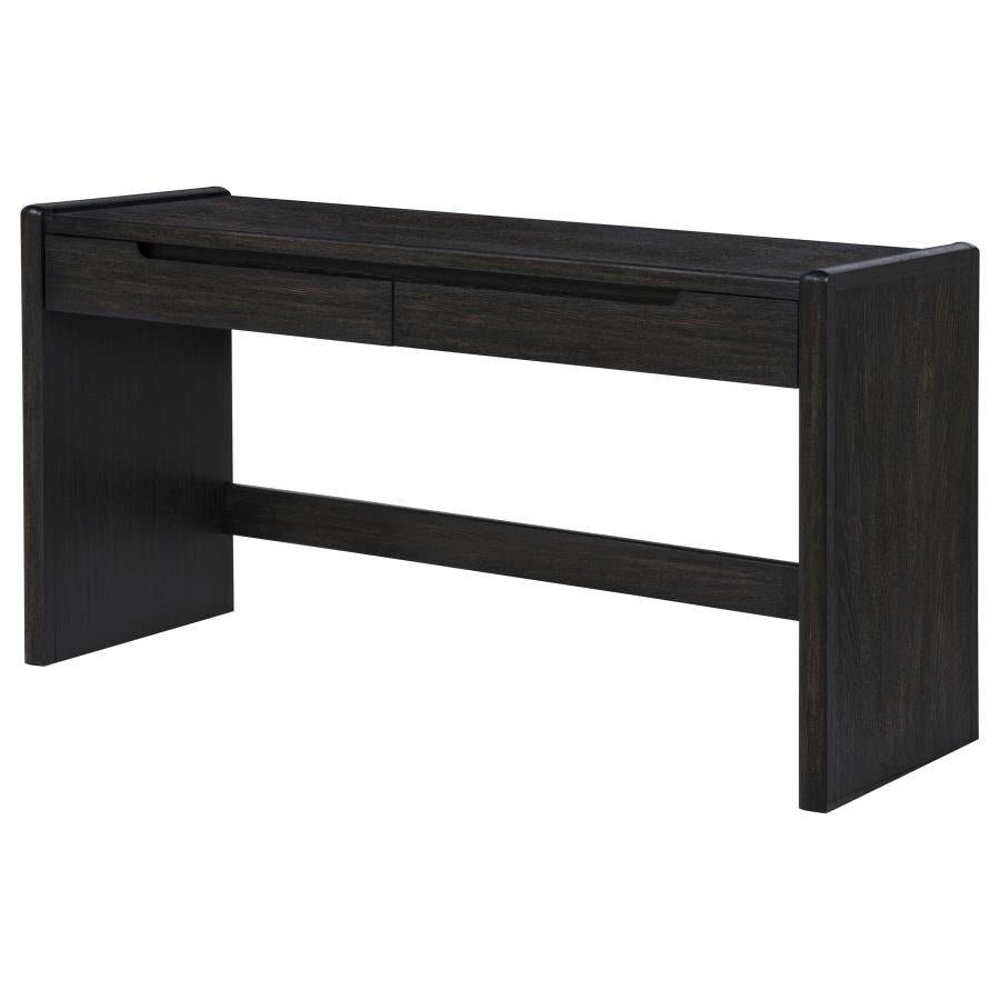Leandro Burnished Black 2‑Drawer Home Office Writing Desk