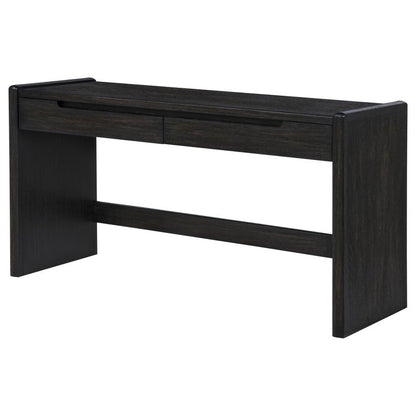 Leandro Burnished Black 2‑Drawer Home Office Writing Desk
