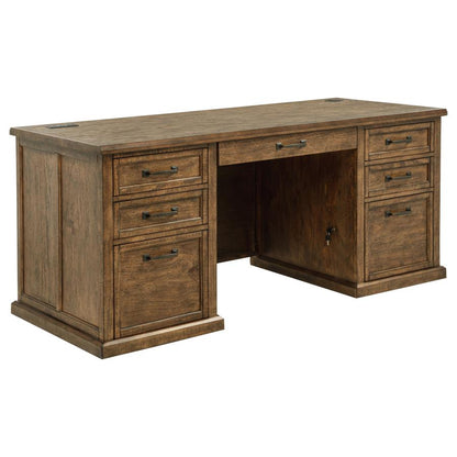 Altidore 68‑Inch 7‑Drawer Executive Home Office Desk Distressed Brown