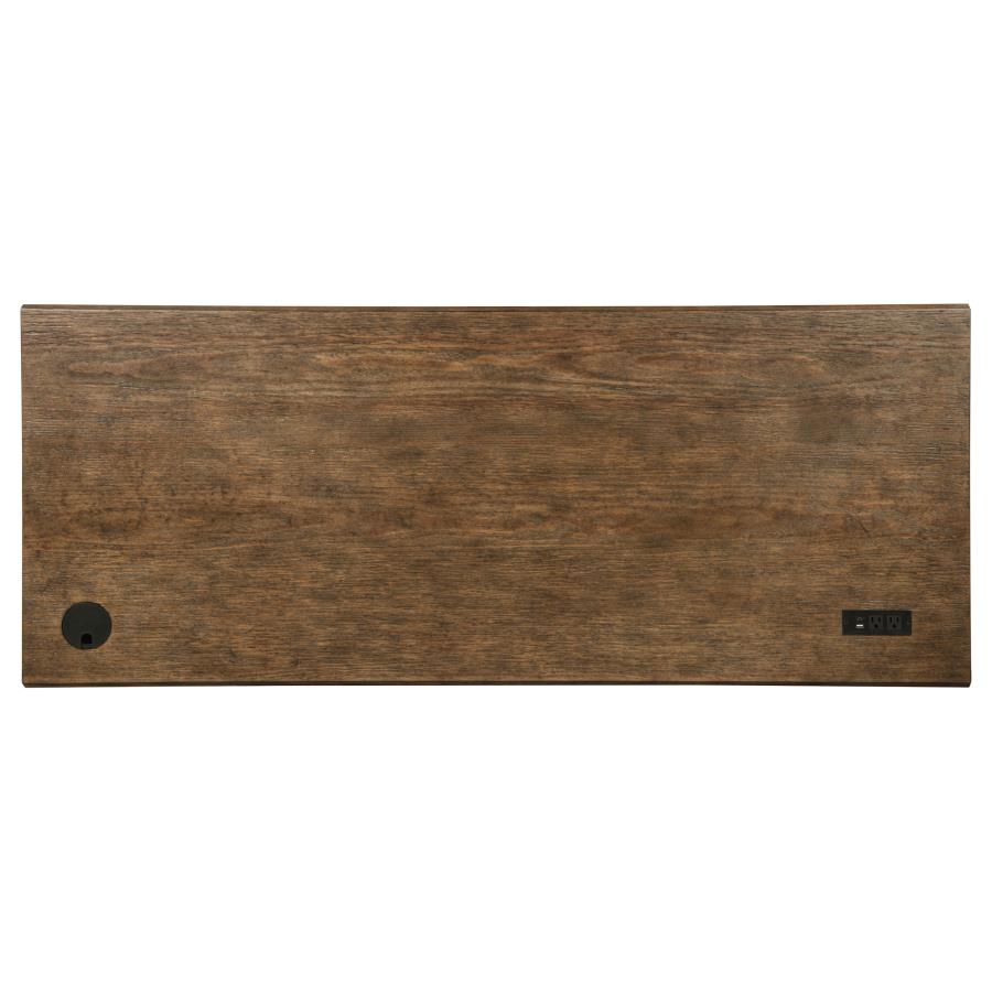 Altidore 68‑Inch 7‑Drawer Executive Home Office Desk Distressed Brown