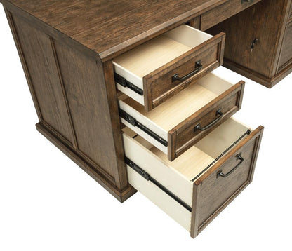 Altidore 68‑Inch 7‑Drawer Executive Home Office Desk Distressed Brown