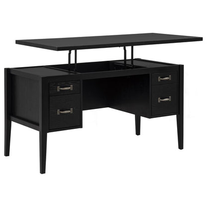 Graham 54‑Inch 4‑Drawer Double Pedestal Lift Top Computer Desk Black