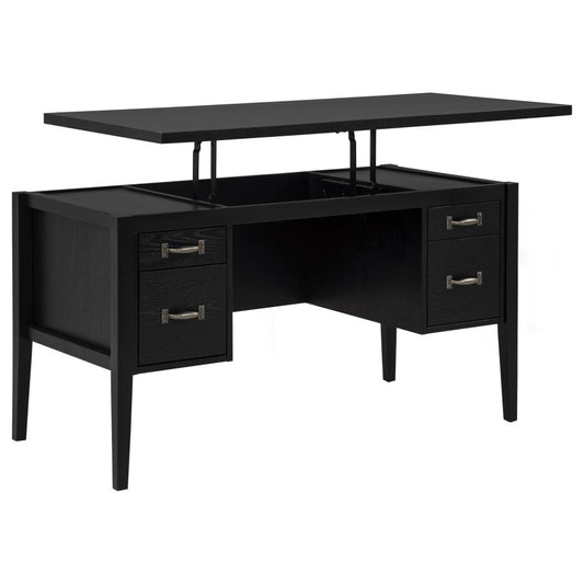 Graham 54‑Inch 4‑Drawer Double Pedestal Lift Top Computer Desk Black