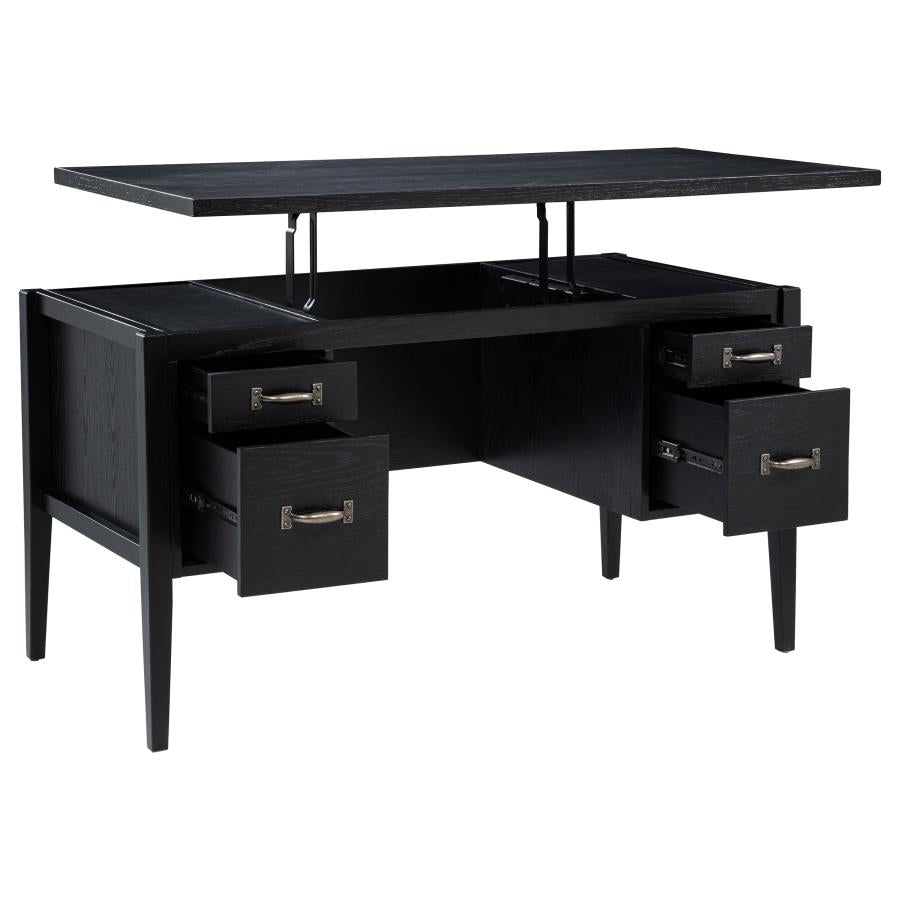 Graham 54‑Inch 4‑Drawer Double Pedestal Lift Top Computer Desk Black