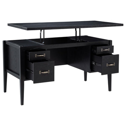 Graham 54‑Inch 4‑Drawer Double Pedestal Lift Top Computer Desk Black