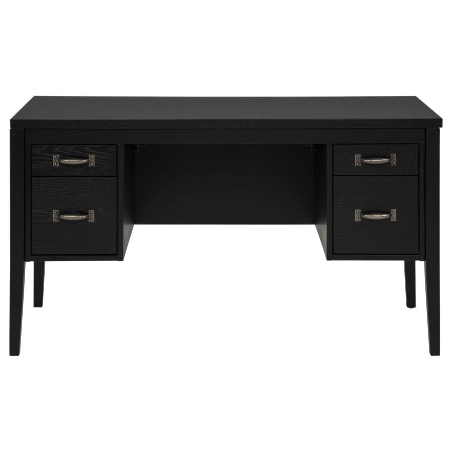 Graham 54‑Inch 4‑Drawer Double Pedestal Lift Top Computer Desk Black