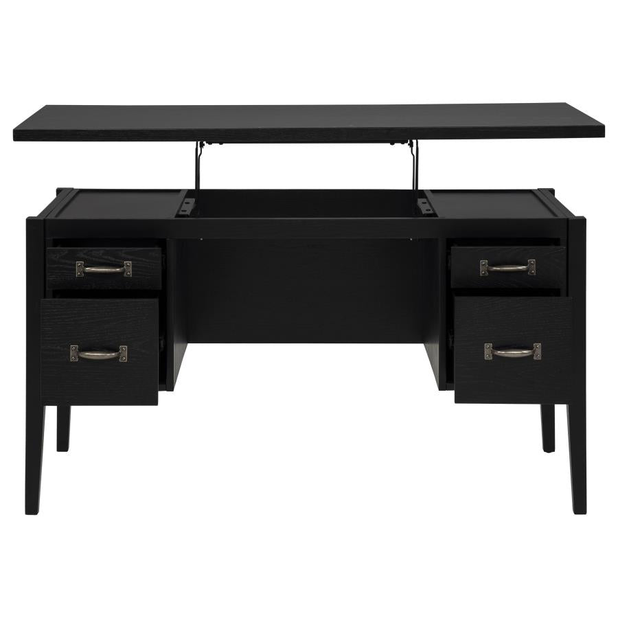 Graham 54‑Inch 4‑Drawer Double Pedestal Lift Top Computer Desk Black