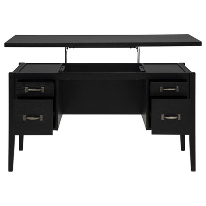 Graham 54‑Inch 4‑Drawer Double Pedestal Lift Top Computer Desk Black