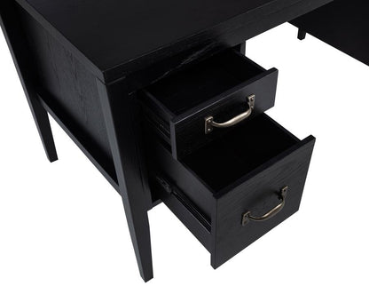 Graham 54‑Inch 4‑Drawer Double Pedestal Lift Top Computer Desk Black