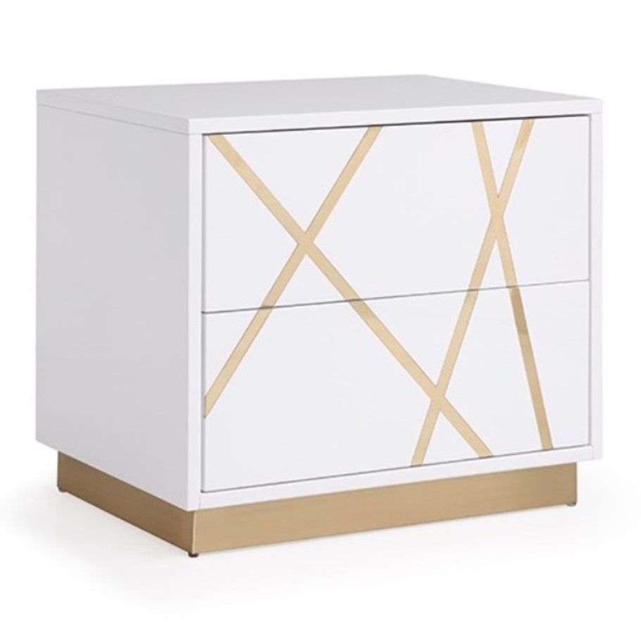Nixa Modern White and Gold 4 PC Bedroom Set