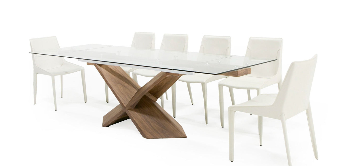 Modrest Scott - Modern Walnut and Glass Extendable 70.5"/106" Dining Table