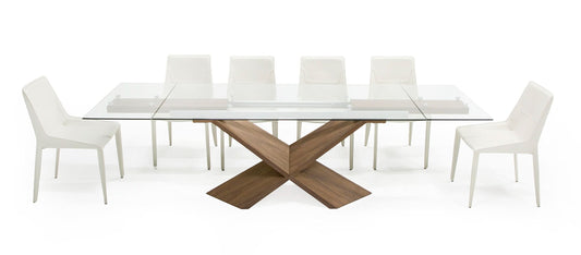 Modrest Scott - Modern Walnut and Glass Extendable 70.5"/106" Dining Table