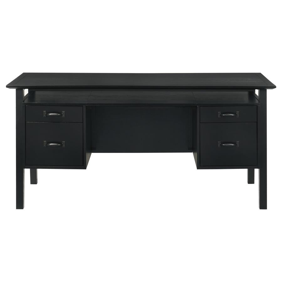 Goodson 64‑Inch 4‑Drawer Double Pedestal Computer Desk Black