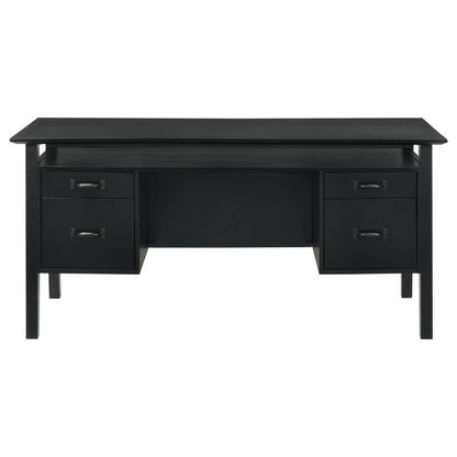 Goodson 64‑Inch 4‑Drawer Double Pedestal Computer Desk Black