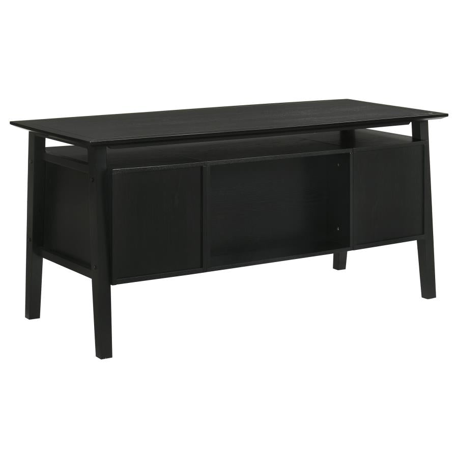 Goodson 64‑Inch 4‑Drawer Double Pedestal Computer Desk Black