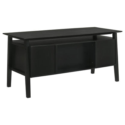 Goodson 64‑Inch 4‑Drawer Double Pedestal Computer Desk Black