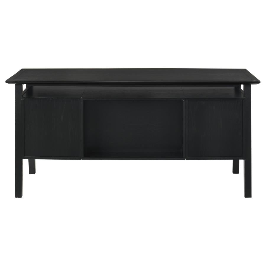 Goodson 64‑Inch 4‑Drawer Double Pedestal Computer Desk Black