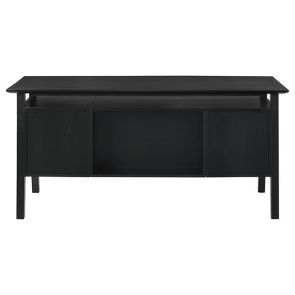 Goodson 64‑Inch 4‑Drawer Double Pedestal Computer Desk Black