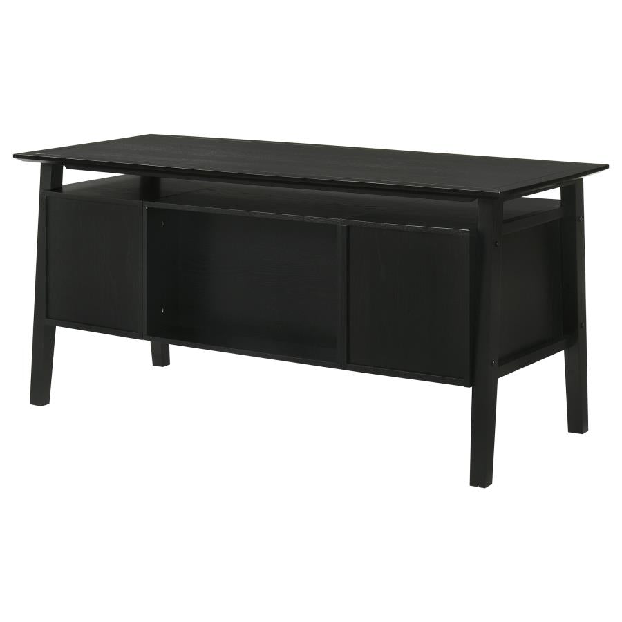Goodson 64‑Inch 4‑Drawer Double Pedestal Computer Desk Black