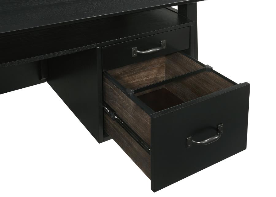 Goodson 64‑Inch 4‑Drawer Double Pedestal Computer Desk Black