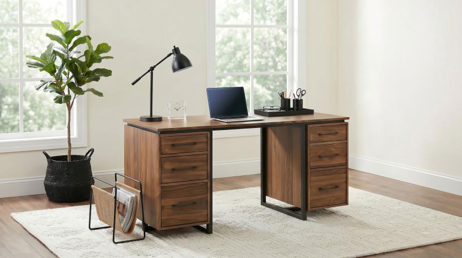 Berhalter 6‑Drawer Double Pedestal File Computer Desk