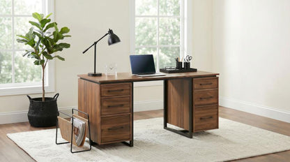 Berhalter 6‑Drawer Double Pedestal File Computer Desk