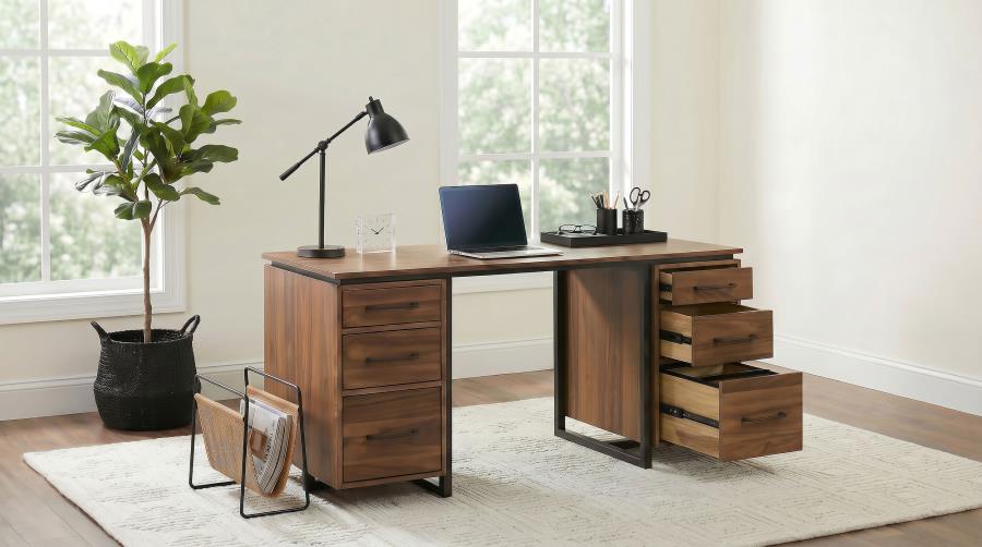 Berhalter 6‑Drawer Double Pedestal File Computer Desk