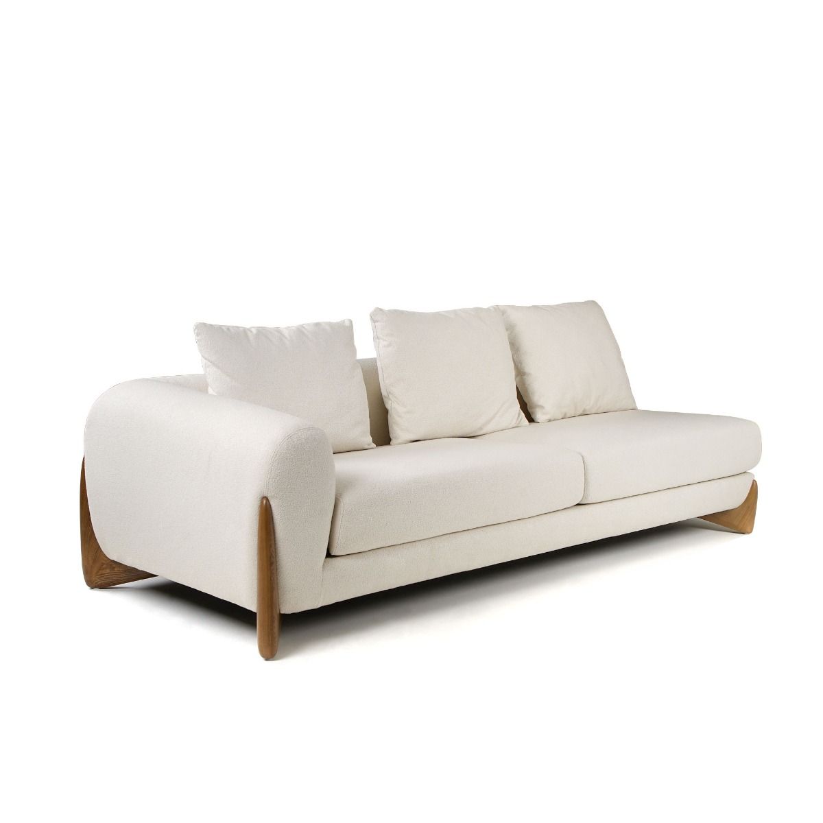 Modrest Fleury - Contemporary Cream Fabric and Walnut RAF Sectional Sofa