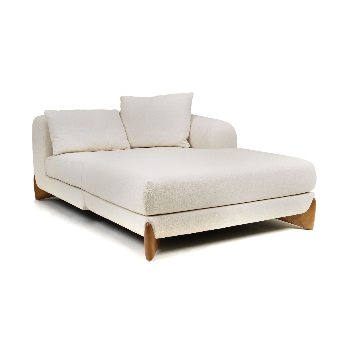 Modrest Fleury - Contemporary Cream Fabric and Walnut RAF Sectional Sofa