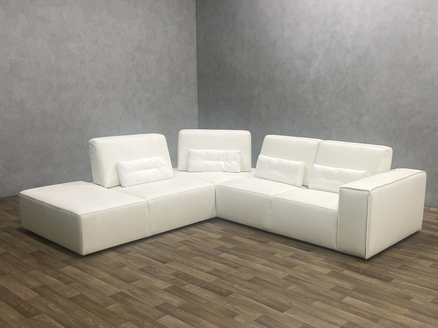 Lamod Italia Hollywood - Italian White Leather LAF Chaise Sectional Sofa