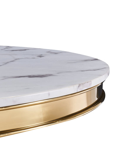 Modrest Potter Round Dining Table – Luxurious White Marble Top with Gold Stainless Steel Base