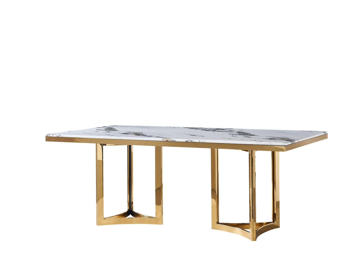 Modrest Loomis - White Marble & Gold Dining Table