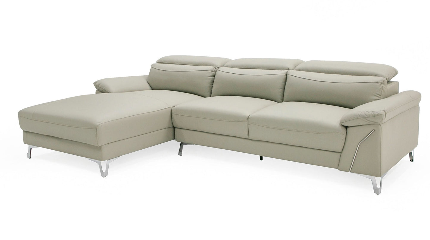 Divani Casa Sura - Modern Light Grey Leather Left Facing Sectional Sofa