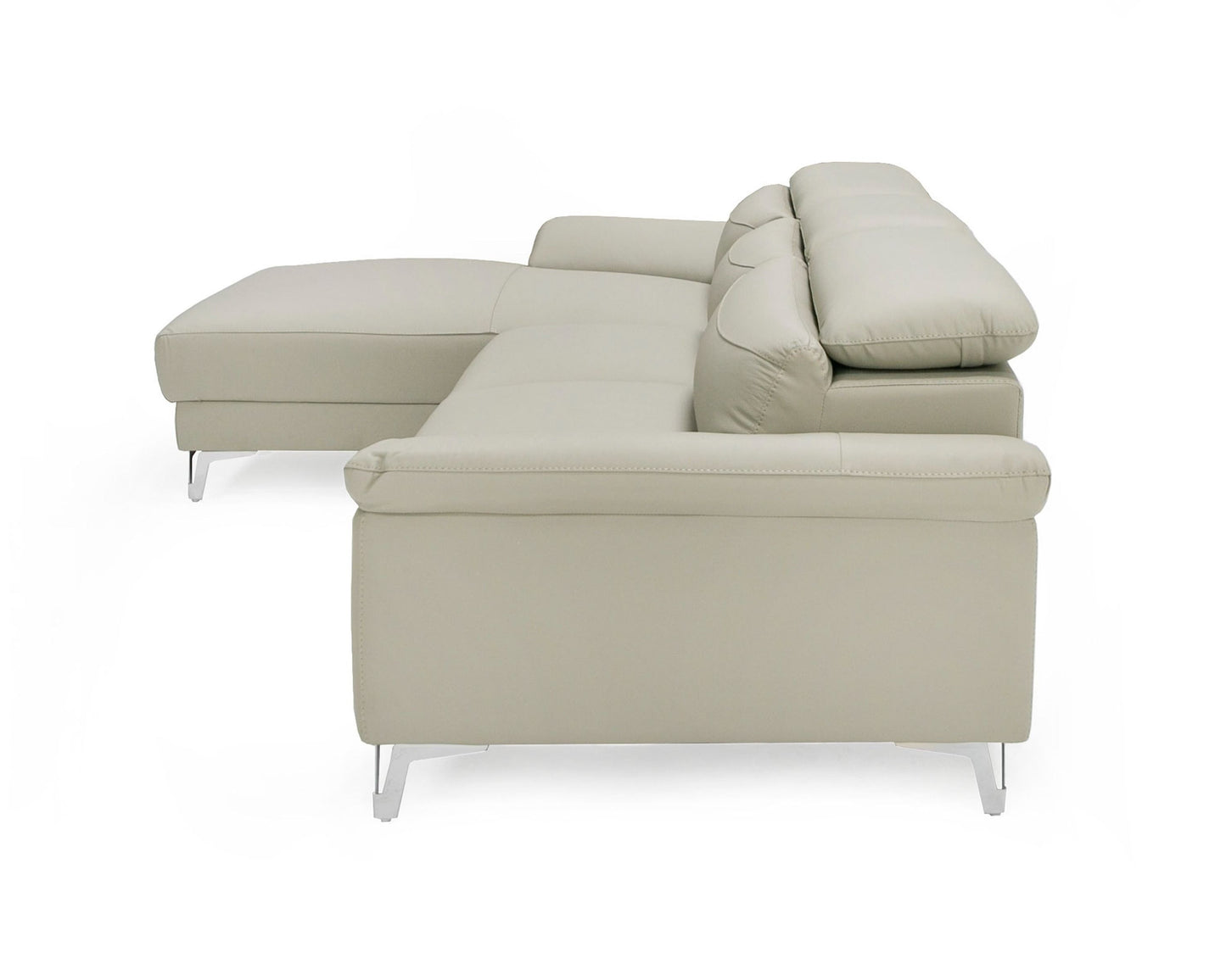 Divani Casa Sura - Modern Light Grey Leather Left Facing Sectional Sofa