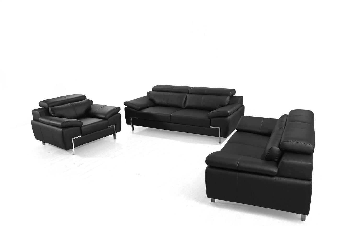 Divani Casa Grange - Modern Black Leather Sofa Set