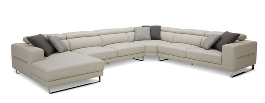 Divani Casa Hawkey - Contemporary Light Grey Leather LAF Chaise Sectional Sofa