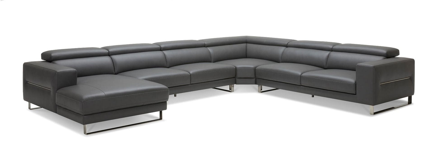 Divani Casa Hawkey - Contemporary Black Leather LAF Chaise Sectional Sofa