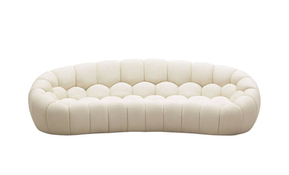 Divani Casa Yolonda - Chic Curved Off-White Fabric Sofa for Contemporary Living Spaces