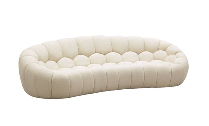 Divani Casa Yolonda - Chic Curved Off-White Fabric Sofa for Contemporary Living Spaces