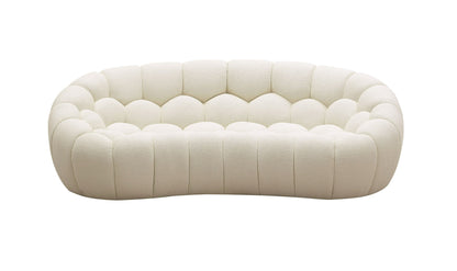 Divani Casa Yolonda - Stylish Curved Off-White Fabric Loveseat for Modern Spaces