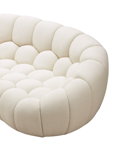 Divani Casa Yolonda Modern Curved Chair – Off-White Fabric Accent Lounge Seat