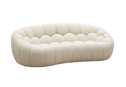 Divani Casa Yolonda - Stylish Curved Off-White Fabric Loveseat for Modern Spaces