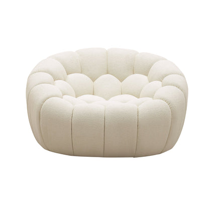 Divani Casa Yolonda Modern Curved Chair – Off-White Fabric Accent Lounge Seat